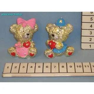 полистоун мишка серебро 5см (2 шт) (бокс 288 шт)