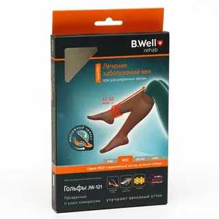 Гольфы компрессионные прозрачные B.Well, JW-121, класс 2, размер 2, цвет Natural