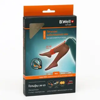 Гольфы компрессионные прозрачные B.Well, JW-121, класс 2, размер 4, цвет Natural
