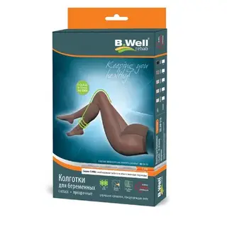 Колготки компрессионные для беременных прозрачные B.Well JW-316, 1 класс, размер 5, цвет Natural