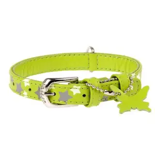 Ошейник CoLLaR GLAMOUR с узором "Звёздочка" 27-36 х 1,5 см, зеленый