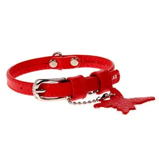 Ошейник неукрашенный CoLLaR Glomour, 19-25 х 0,9 см, красный