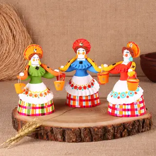 Дымковская игрушка «Барыня-водоноска» 7.5×7.5×15 см