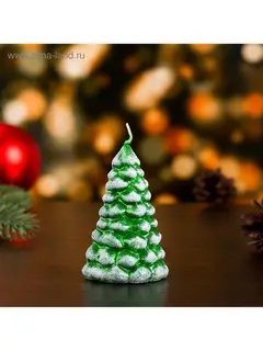 Свеча декоративная «Ёлочка», 7.5×4.5 см, 3 ч, 25 г, зелёная