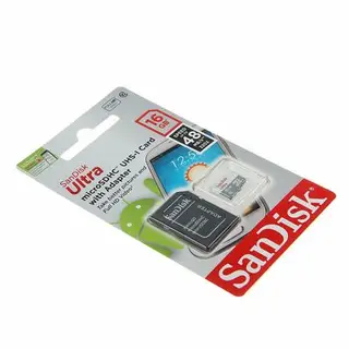 Карта памяти SanDisk microSD, 16 Гб, SDHC, UHS-I, до 48 Мб/с, класс 10, с адаптером SD