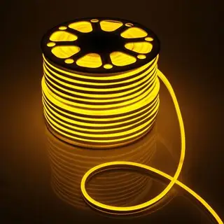 Гибкий неон Luazon Lighting 8 × 16 мм, IP65, 100 м, SMD2835, 120 LED/м, 220 В, свечение жёлтое