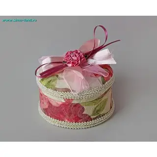 шкатулка ткань круглая пышный цветок