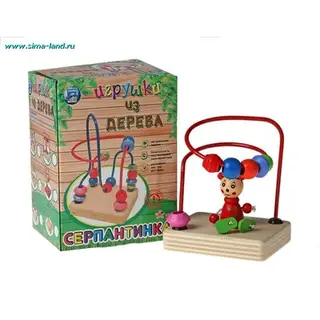 Серпантинка (1 завиток, 6 бусин) основание под лак, с игрушкой божьей коровкой, в коробке
