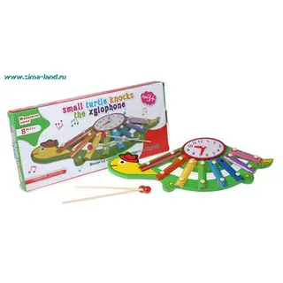 Игрушка музыкальная - металлофон "Черепаха с часами" (8 тонов), в коробке