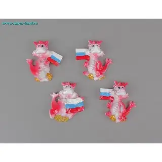 магнит полистоун дракончик миниатюрный с флагом 6,5*5 см