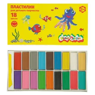 Пластилин «», 18 цветов, 270 г, со стеком