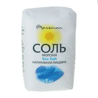 Соль морская натуральная пищевая, средняя (помол №1) Mareman, 1 кг