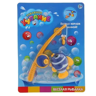 Набор для игры в ванной "Весёлая рыбалка", удочка, 1 рыбка, МИКС