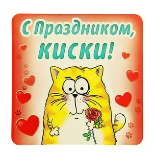 Магнит в подарочной упаковке "С праздником, киски!"