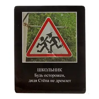Табличка на стену прикол Школьник будь осторожен,…черный