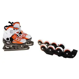 Коньки раздвижные с роликами, (хоккейные/фигурные), цвет: оранжевый, размер 29-32