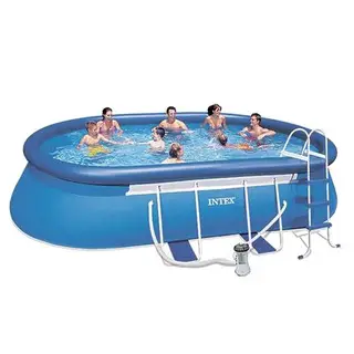 Бассейн надувной Oval Frame, 549х305х107 см, фильтр-насос, лестница, тент, подстилка 28192 INTEX