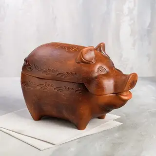 Жаровня "Кабан", декор, красная глина, 3.5 л, микс