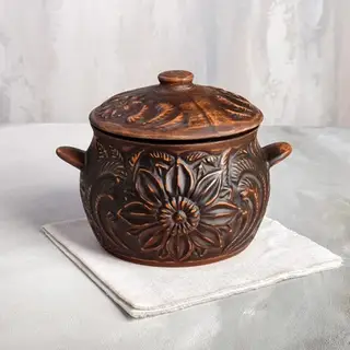 Супник "Подсолнух", декор, красная глина, 3.3 л