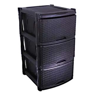 Комод 3-х секционный Rattan, цвет чёрный