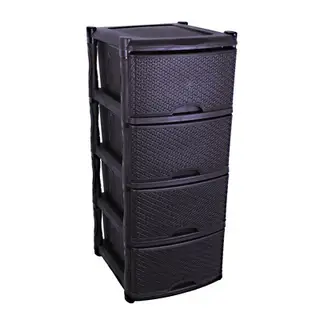 Комод пластиковый универсальный Rattan, 4 секции, венге