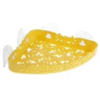Полочка угловая в ванную Bath. Flower, на присосках, желтая