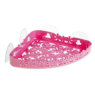 Полочка угловая в ванную Bath. Flower, на присосках, розовая