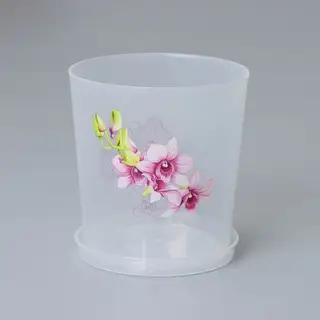 Горшок для орхидей прозрачный, пластиковый, с поддоном, 1.8 л, d=14 см, h=15 см, МИКС