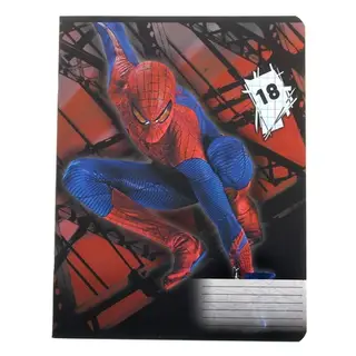 Тетрадь 18л клетка Spiderman картонная обложка, УФ-лак