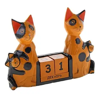 Календарь настольный Рыжие кошки с котятами 23x15x5 см UTH027A дерево