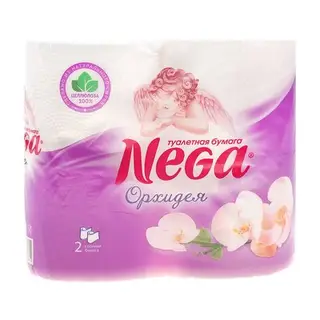 Туалетная бумага Nega «Орхидея», 2 слоя, белая, 4 рулона