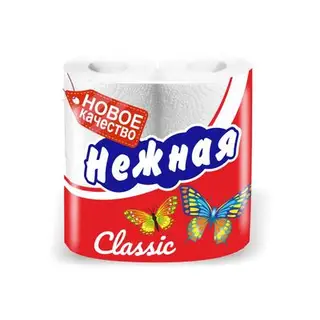 Туалетная бумага «Нежная», с втулкой, 2 слоя, 4 рулона