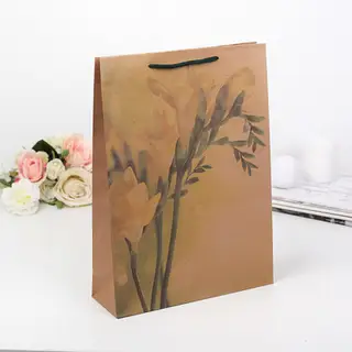 Пакет крафт "Желтый цветок", 31,5 х 9,5 х 41,5 см