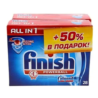 Таблетки для посудомоечных машин FINISH All in 1 Лимон 28+28, -50% на вторую пачку PROMO набор