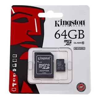 Карта памяти Kingston microSD, 64 Гб, SDXC, класс 10, с адаптером SD