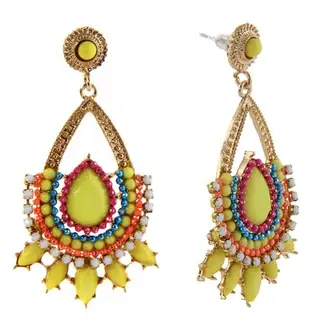 Серьги этника «Восток» капля, цвет жёлтый