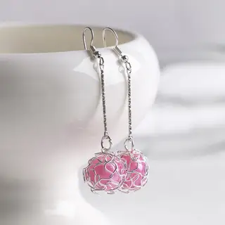 Серьги висячие «Шар плетёный», цвет сиреневый в серебре