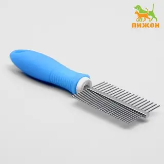 Расческа двухсторонняя, нескользящая резиновая ручка, микс цветов