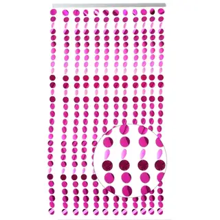 Штора-занавеска декоративная межкомнатная «Кружочки», нитяная, 90×180 см (12 нитей), d=4 см, фуксия