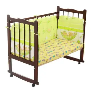 Бортик "Мишки в гамаке", 4 части (2 части: 45х120 см, 2 части 45х60 см), цвет зелёный (арт. 10070)