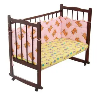 Бортик "Мишка", 4 части (2 части 40х60 см, 2 части: 40х120 см), цвет розовый, принт МИКС (арт. 10072)