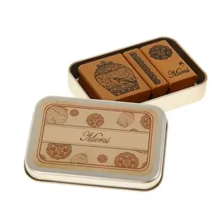 Печать дерево в жестяной коробке (набор 4 шт) "Мерси" 2,2х7,3х10,2 см