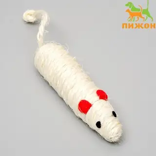 Игрушка «Длинная мышь», 14.5 см, сизаль, белая