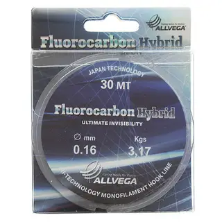 Леска ALLVEGA Fluorocarbon Hybrid, диаметр 0.16 мм, тест 3.17 кг, 30 м, прозрачная
