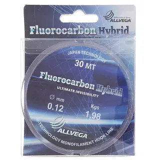 Леска ALLVEGA Fluorocarbon Hybrid, диаметр 0.12 мм, тест 1.98 кг, 30 м, прозрачная