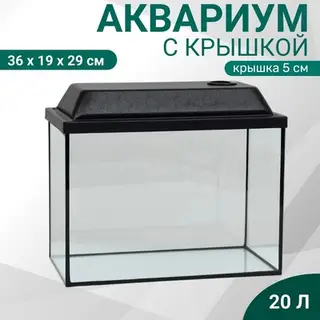 Аквариум «Прямоугольный» с крышкой, 20 л, 36×19×29/34 см, чёрный