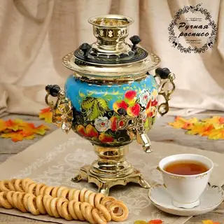 Самовар «Грибы», овал, 3 л, электрический