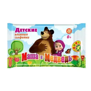 Влажные салфетки «Маша и Медведь», детские, 20 шт