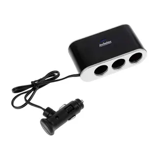 Разветвитель прикуривателя на 3 выхода с индивидуальным питанием, USB 2.1А, чёрный