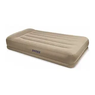 Кровать надувная "Pillow resе mid Twin" с подголовником, насос 220V, 99х191х38 см 67742 INTEX